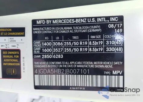 2018 Mercedes-Benz Gle 4Matic from USA, damaged, VIN 4JGDA5HB2JB007101